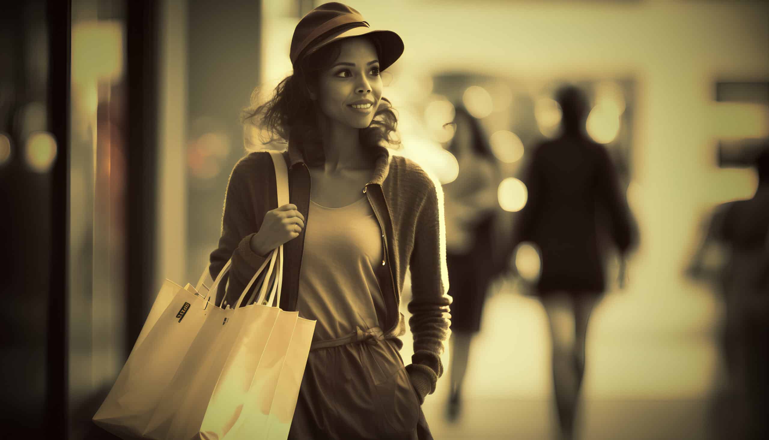 Portrait of young woman with shopping bags in the shopping mall.
