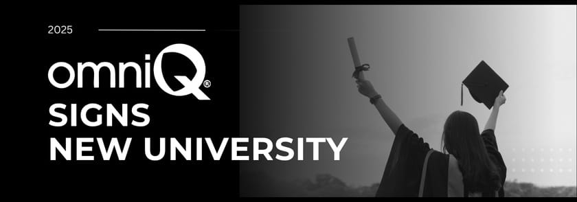 Picture of graduate with headline "OMNIQ SIGNS NEW UNIVERSITY"